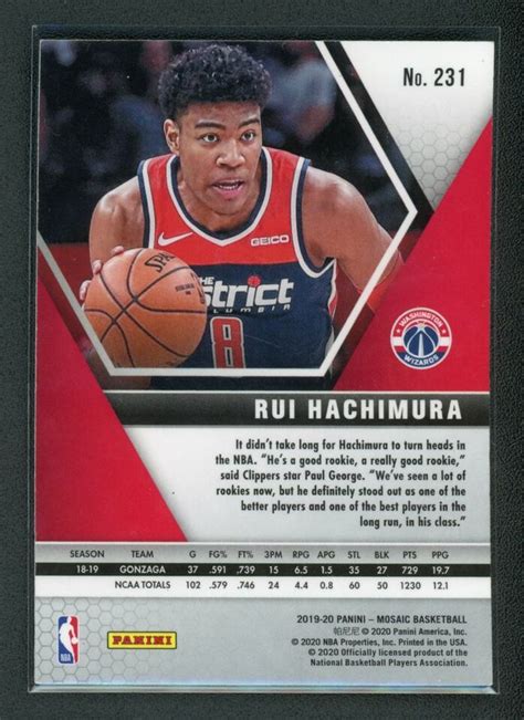 2019 20 RUI HACHIMURA PANINI MOSAIC ROOKIE RC 231 EBay