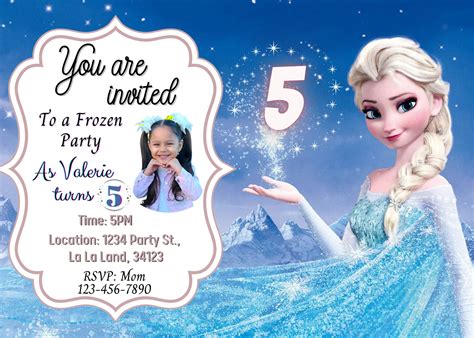 Frozen Birthday Party Invitation Girls Birthday Frozen Theme