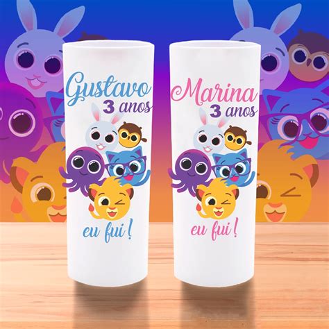 50 Copos Long Drink Personalizado Bolofofos Infantil só um bolinho kit