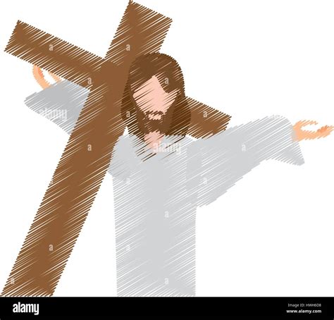 Jesús Lleva La Cruz De Dibujo Imagen Vector De Stock Alamy