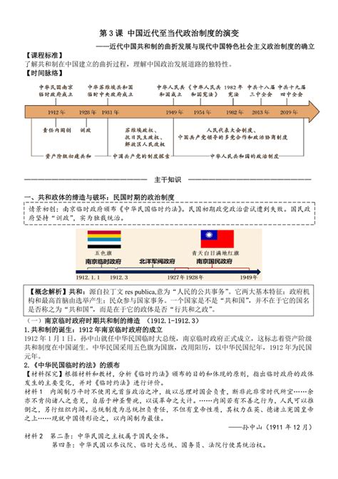 第3课 中国近代至当代政治制度的演变 导学案 2023 2024学年高二上学期历史统编版（2019）选择性必修1国家制度与社会治理 21世纪教育网