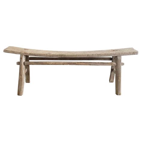 Vintage Elm Wood Bench at 1stDibs