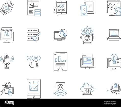 Information Technology Outline Icons Collection IT Computing