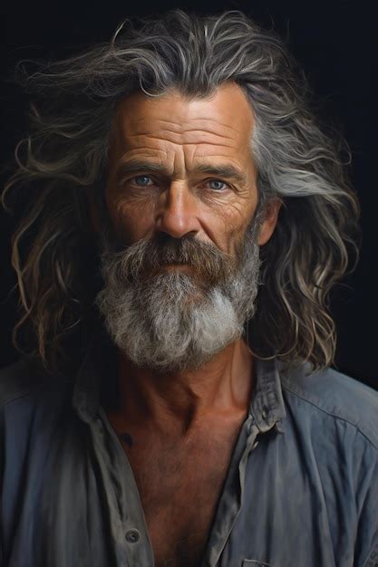 Premium Photo Portrait Of A Handsome Senior Man With Long Gray Hair