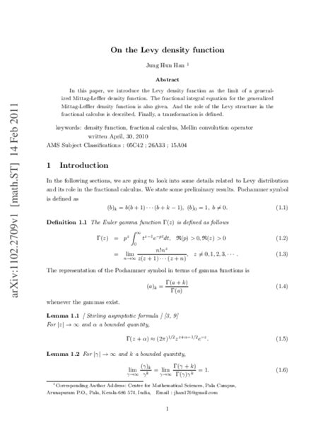 levy density function
