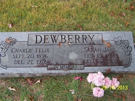 Sarah Jane Marlow Dewberry 1898 1968 Find a Grave äreminne