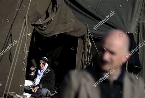 Woman Drinks Tea Refugee Camp Set Editorial Stock Photo Stock Image
