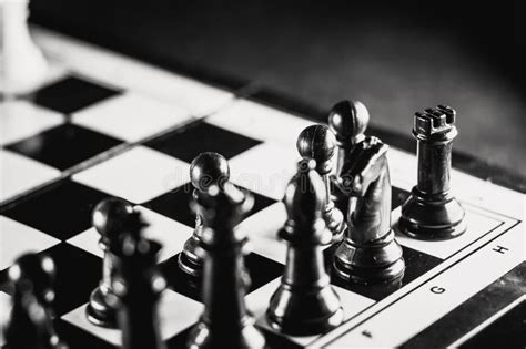 Chess Board Game. Strategy Ideas Concept. Black and White Stock Image ...