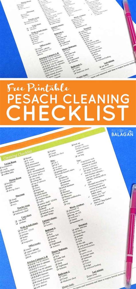 Pesach Cleaning Checklist For Passover And Beyond Free Printable