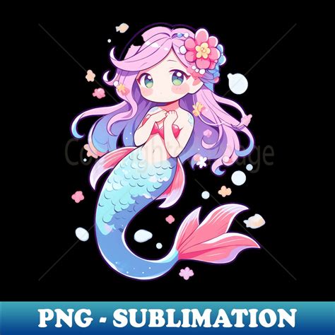 Cute Chibi Mermaid Creature Modern Sublimation Png File Inspire