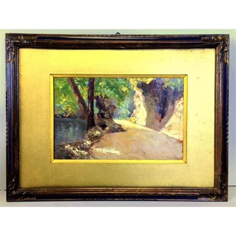 QUADRO OLIO TAVOLA C Pagano PAESAGGIO SCORCIO STRADA BOSCO