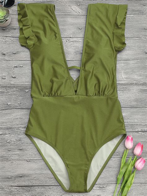 New Arrival Ruffled Bikini One Swimsuit Backless Deep V Neck Bikini China Bikini And Swimwear