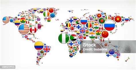 World Map With Flag Buttons向量圖形及更多旗幟圖片 旗幟 國家 地域 世界地圖 Istock