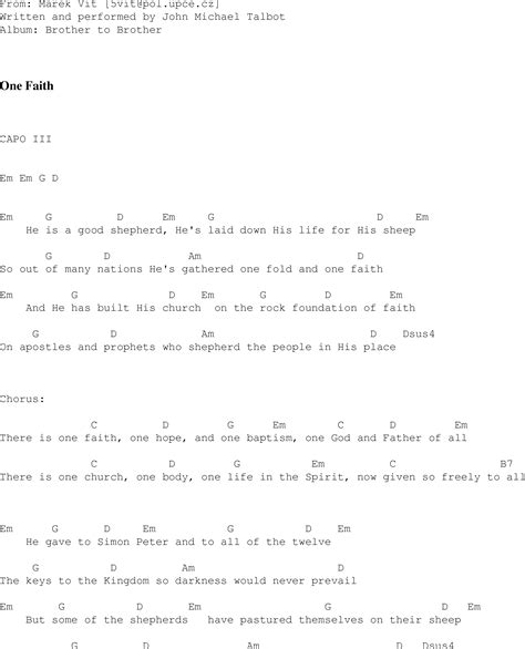 One Faith Christian Gospel Song Lyrics And Chords