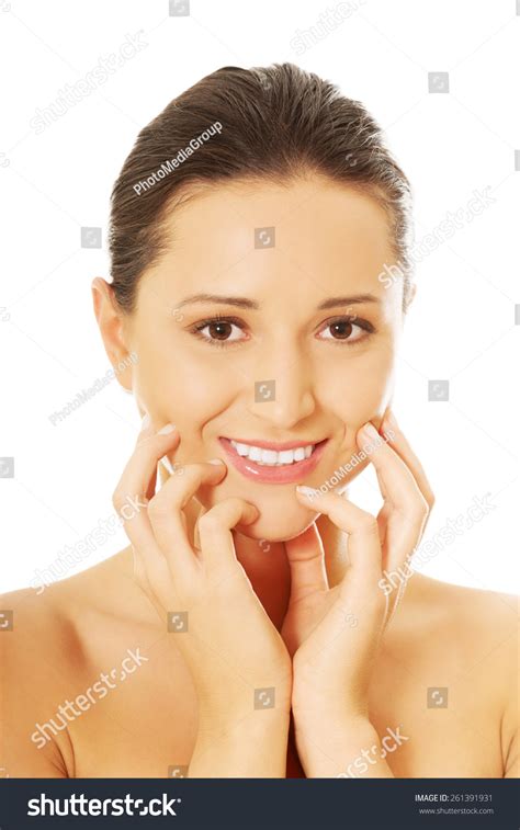 Portrait Happy Nude Woman Touching Her Stock Photo Shutterstock