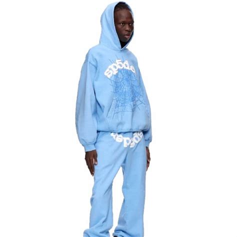 Sp5der Sky Blue Hoodie And Pants Unisex Urbancore Aesthetic