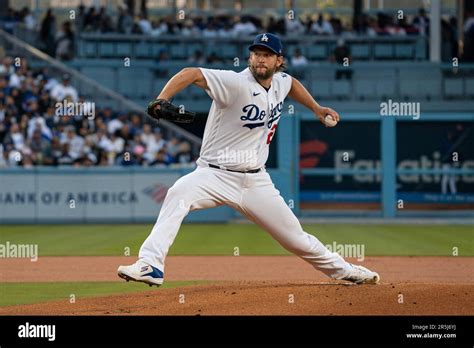 Los Angeles Dodgers Starting Pitcher Clayton Kershaw 22 Throws During A Mlb Game Against The