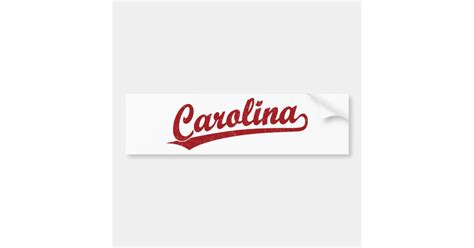 Carolina Script Logo In Red Bumper Sticker Zazzle