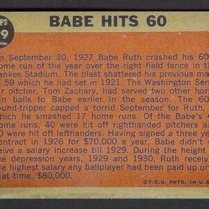 Babe Ruth Novelty Rp Card Hits Yankees T Free Etsy