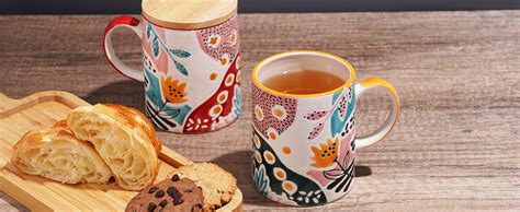 Amazon Teresa S Teaset Ceramic Coffee Mug With Lid Mug Set Of