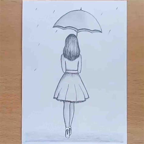 How To Draw A Girl With Umbrella Pencil Sketch Step By Step Mehndi Planet Drawings Art