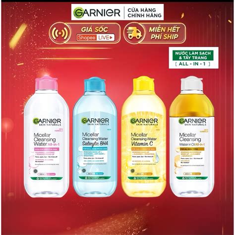 Nước Tẩy Trang Làm Sạch Sâu Dịu Nhẹ Cho Mọi Loại Da Garnier Micellar