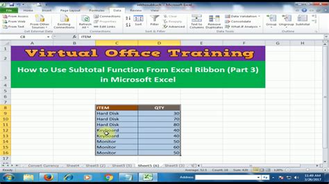 How To Use Subtotal Function From Excel Ribbon Part 3 In Microsoft