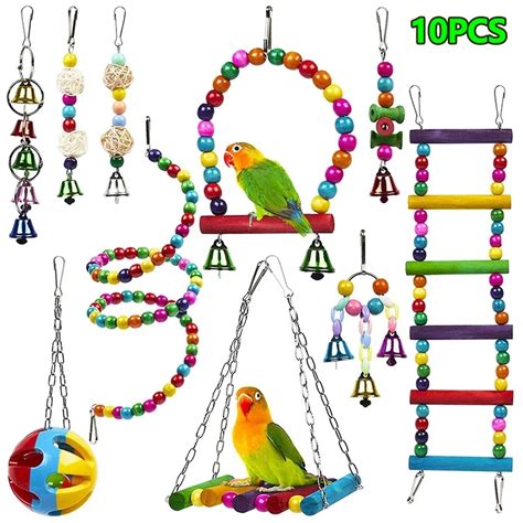 Pcs Birds Toys For Parrot Wood Birds Swing Hanging Swing Cloud Ladder