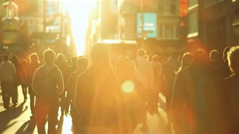 Premium Photo Crowd Of Anonymous People Walking On Busy City Street