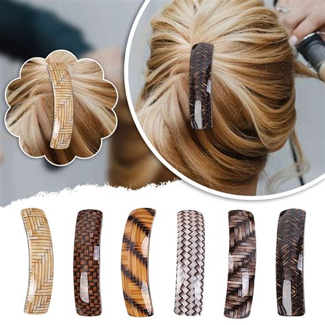 Feiboyy 6 Pack Retro Large Hair Barrettes Simple Automatic Hair Clip