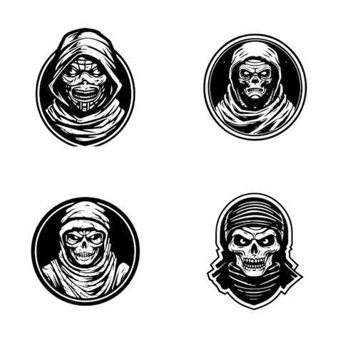 Premium Vector Creepy Mummy Hand Drawn Logo Design Illustration