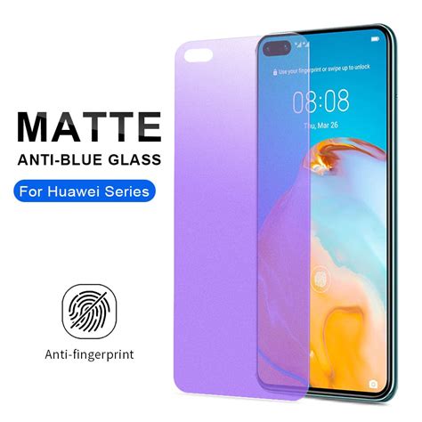 Matte Anti Uv Purple Blue Light Tempered Glass Screen Protector For Huawei P20 P30 Lite Pro P40