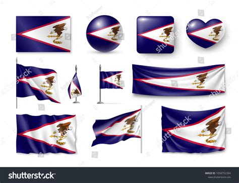 Set American Samoa Realistic Flags Banners Vector De Stock Libre De Regalías 1058752394