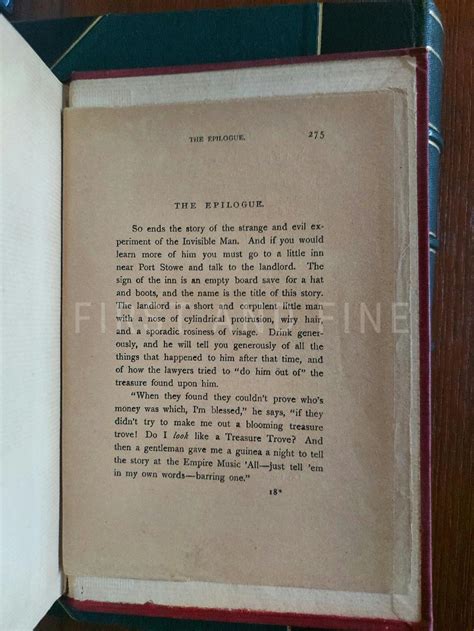 Wells Hg 1897 The Invisible Man Uk Signed First Edition From