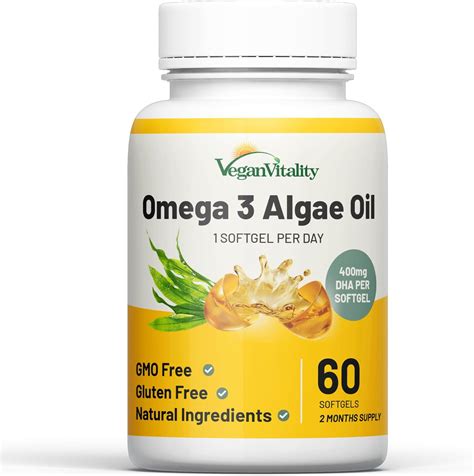 Vegan Omega 3 Algae Oil 400mg Dha For Heart Joints Brain Health