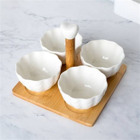 Luxury 4pcset With Tray Fork Creative Ceramic Fruit Bowl Salad Bowl Partition Fruit Salad Snack