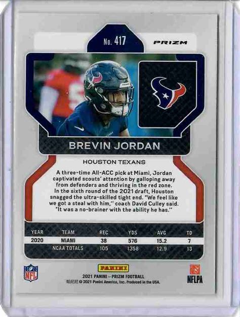 Sportlots Auctions Brevin Jordan 2021 Panini Prizm Green Pulsar RC