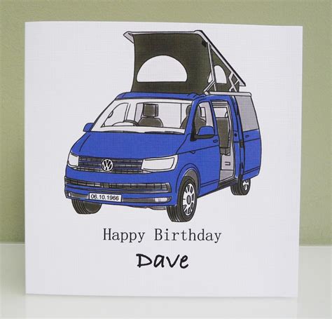 Personalised Campervan Birthday Card Vw Campervan Transporter T T