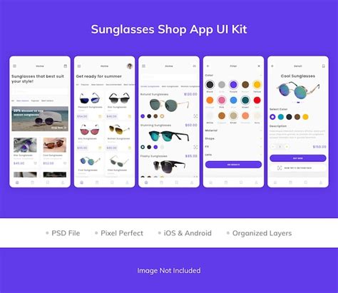 Premium Psd Sunglasses Shop App Ui Kit