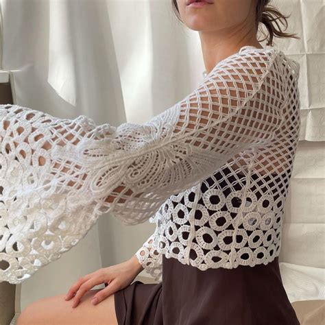 Ажурный топ с длинными рукавами , 100% хлопок, размер s-m 800 | Fashion ...