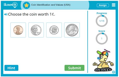 Online Math Practice Lesson | USA Coin Identification and Values