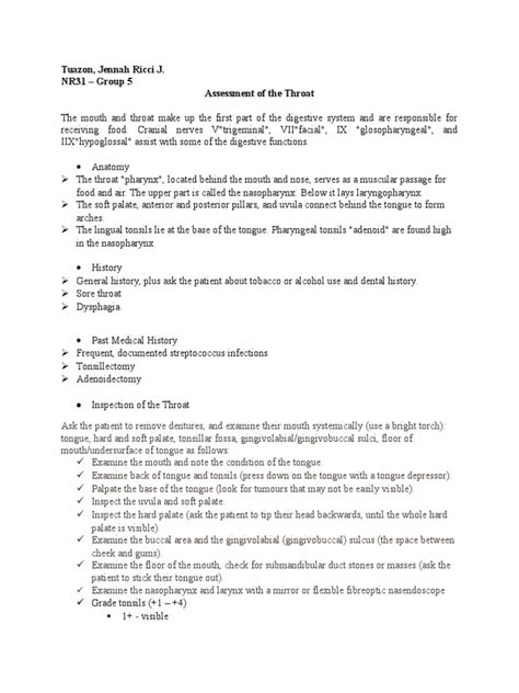An Assessment of the Throat: A Guide to the Anatomy, Examination Techniques, and Normal and ...