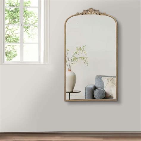 Kea Inch Large Wall Mirror Gold Curved Metal Frame Baroque Design