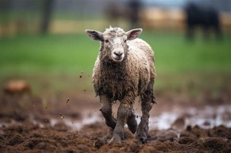 Premium Ai Image Little Lost Sheep Covered In Mud The Shepherd Is