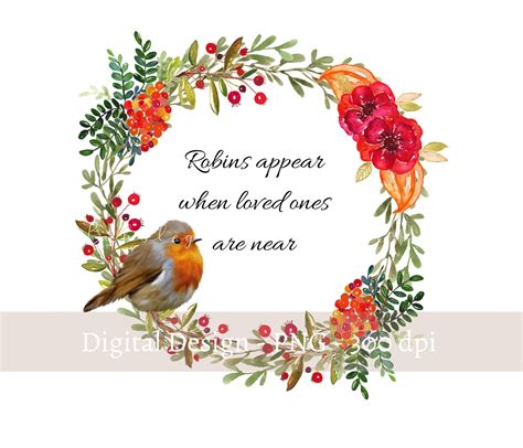 Robins Appear When Loved Ones Are Near Floral Wreath PNG Etsy UK