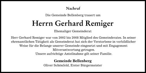 Traueranzeigen Von Gerhard Remiger Augsburger Allgemeine Zeitung