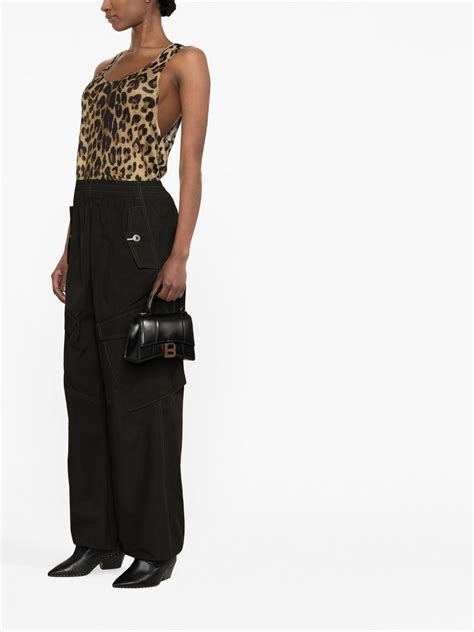 Balmain Leopard Print Linen Tank Top Brown Farfetch