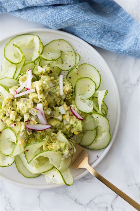 Inspiralized Avocado Egg Salad With Spiralized Cucumbers