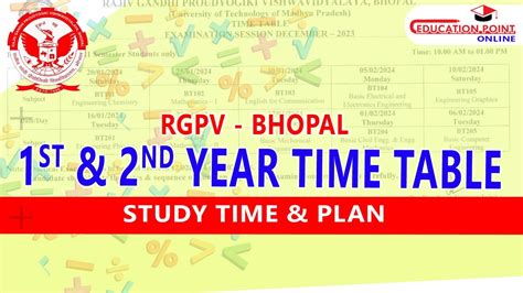 Rgpv B Tech St Nd Yeartime Table Review Study Plan For Days