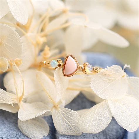 Pink Queen Conch Shell Ring Vintage Stackable Ring Dainty Etsy